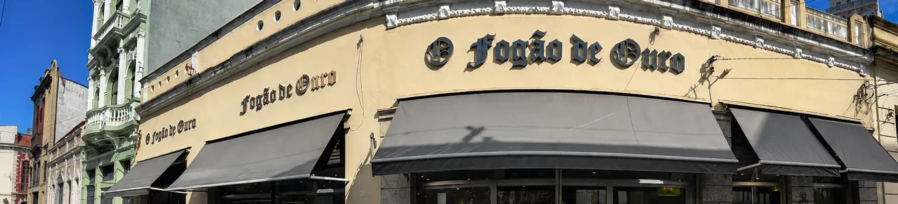 Fachada do Fogão de Ouro na esquina da Rua Frei Gaspar, no Centro Histórico de Santos